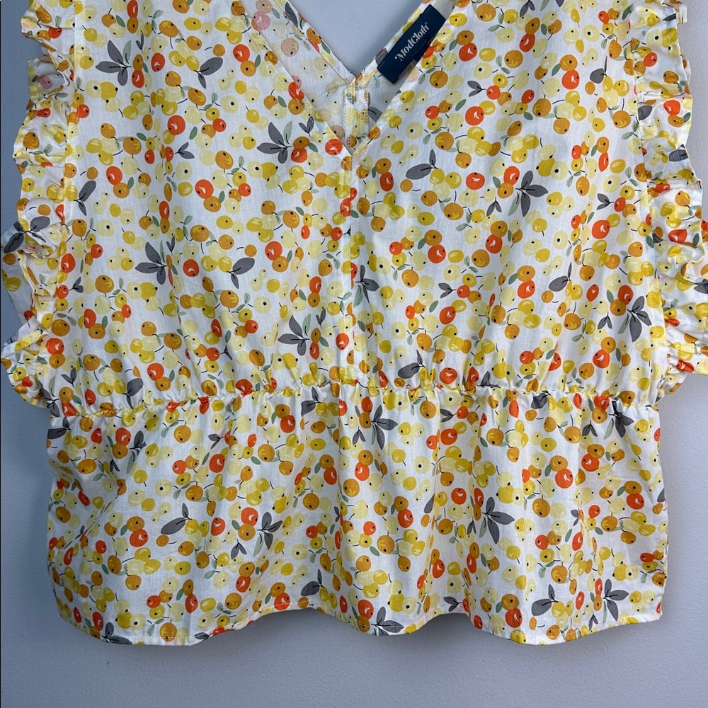 NEW ModCloth Fruit Print Ruffle Sleeveless Tank Top Cotton Peplum Blouse Size 2X - Picture 4 of 16